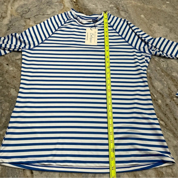 NWT CABANA LIFE Road Map RashGuard  UPF 50+ Stripped Blue Top XL - Picture 4 of 9